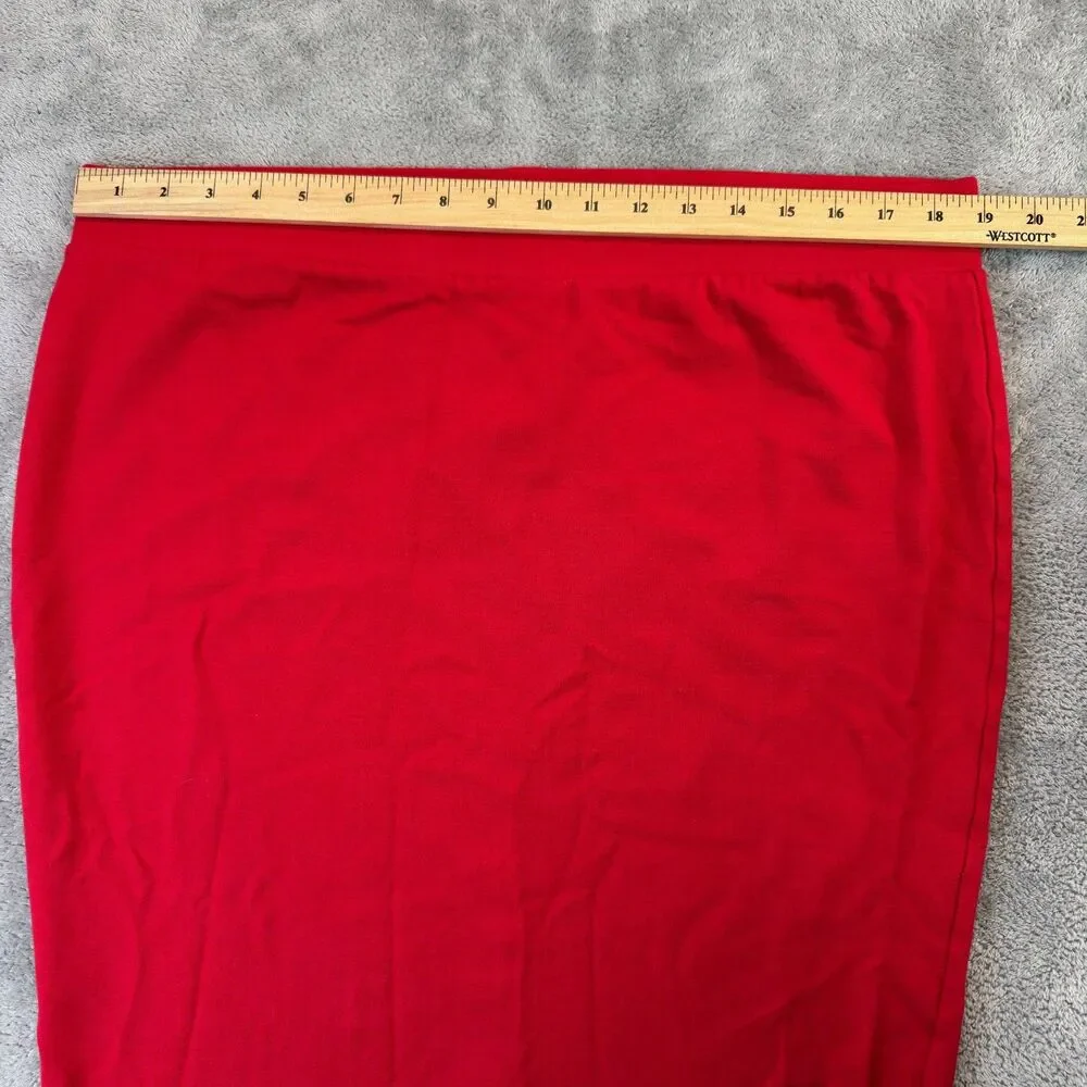 Torrid Skirt Womens 2 Red Pencil Pull On Stretch Midi Knit Workwear Plus Office